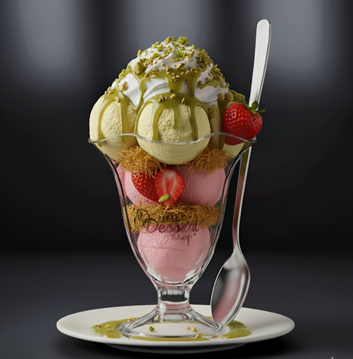Strawberry Kunafa Sundae 